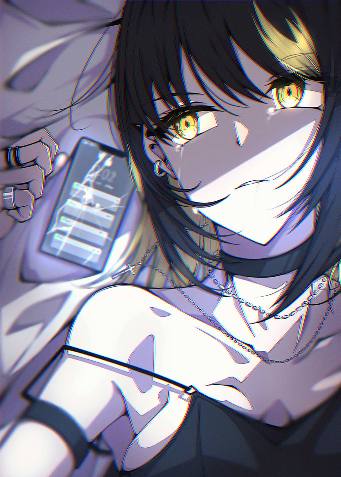 Anime Girl with Broken Phone