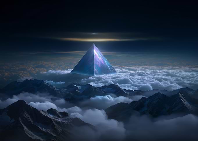 Celestial Pyramid Above Mountains and Clouds