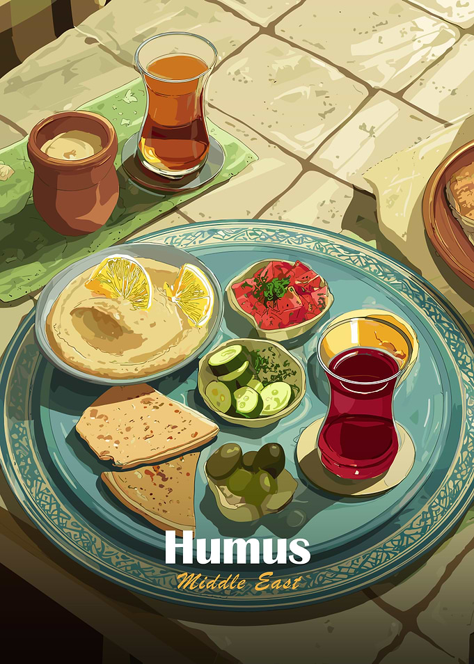 Humus Middle East Food Illustration
