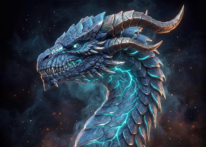 Majestic Electric Ice Dragon in Epic Fantasy Detail