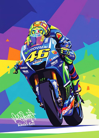 Valentino Rossi Motorcycle Racing Art