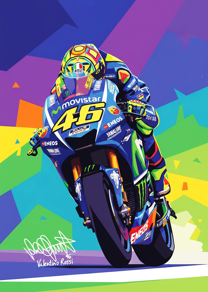 Valentino Rossi Motorcycle Racing Art