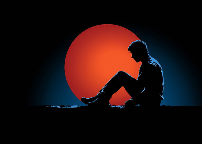 Silhouette of a Person Against Sunset