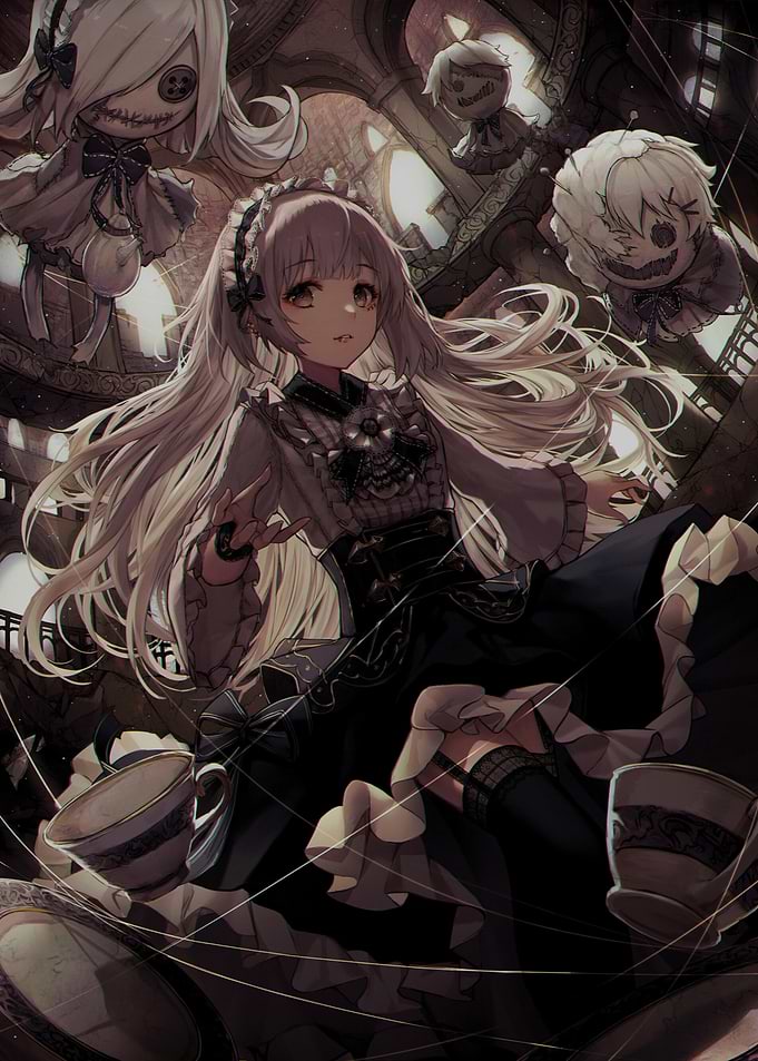 Girl with Dolls and Teacups