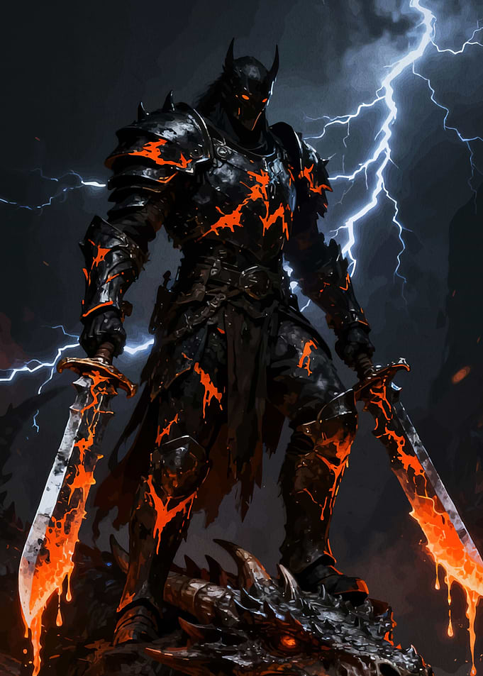 Dark Knight Fiery Swords