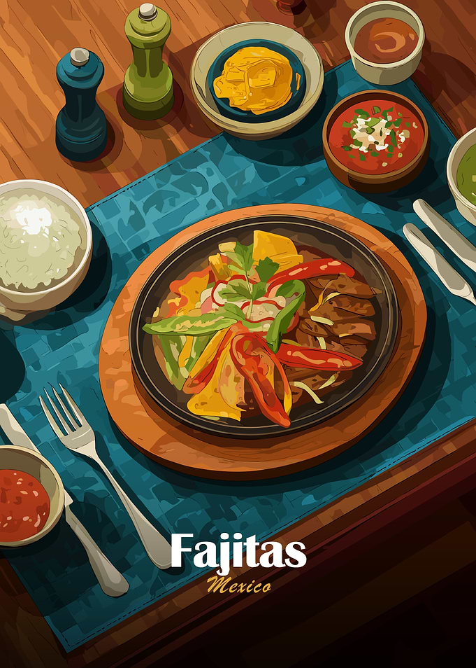 Fajitas Mexico Food Illustration