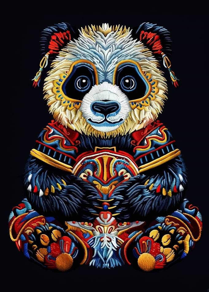 Ornate Panda Bear Illustration