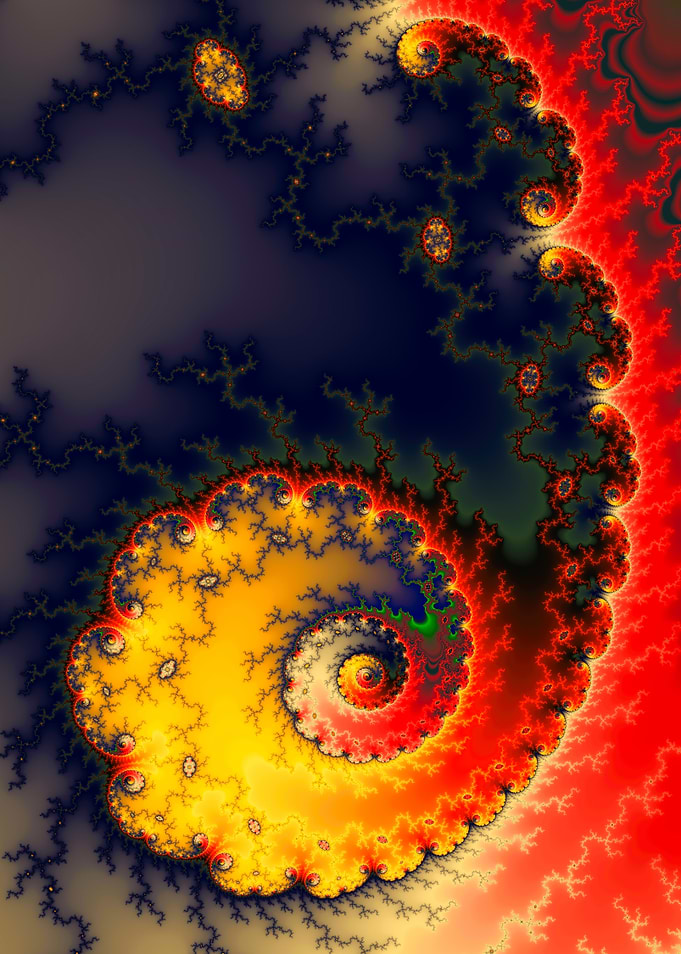 Fractal Spiral in Yellow and Red