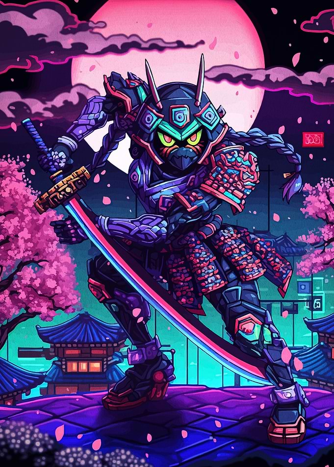 Cyberpunk Samurai with Katana