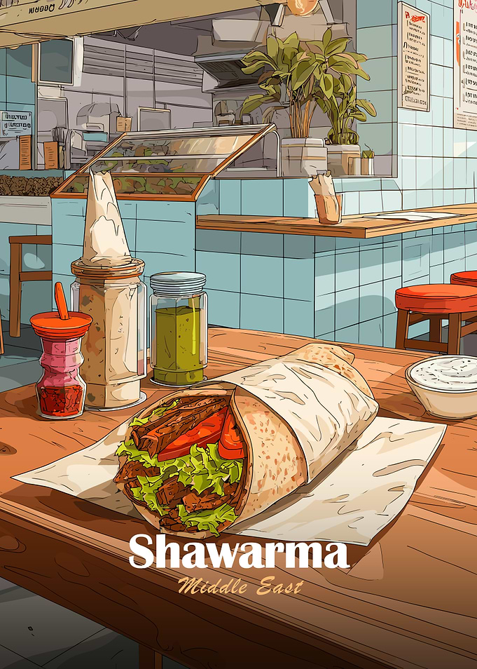 Shawarma Middle East Illustration