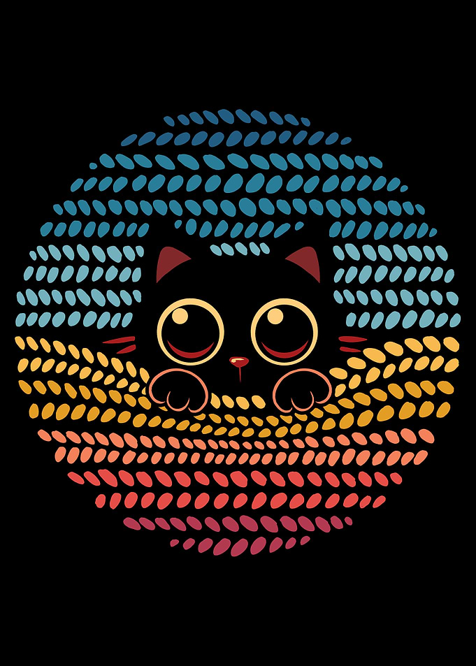 Cozy Retro Cat with Big Eyes