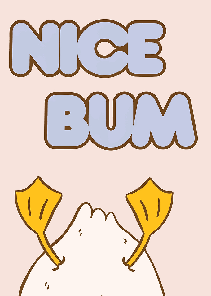Nice Bum Duck Cartoon Illustration
