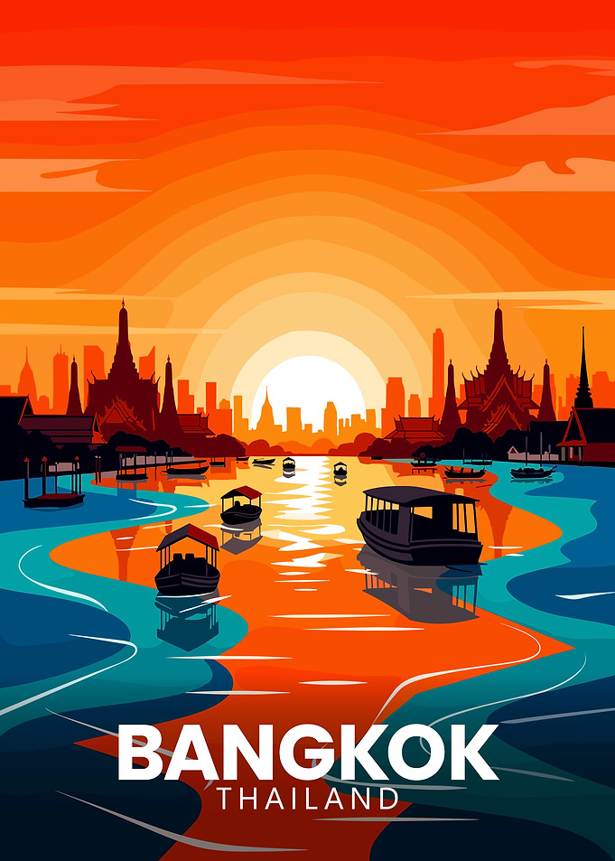 Bangkok Thailand Skyline Sunset Travel