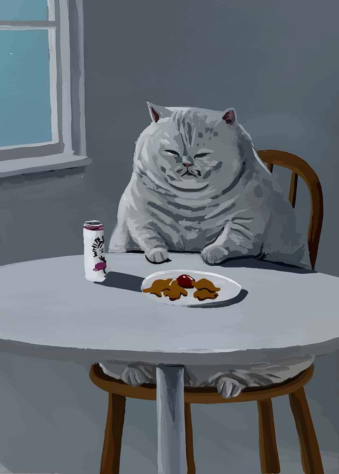 Overweight Cat at Table