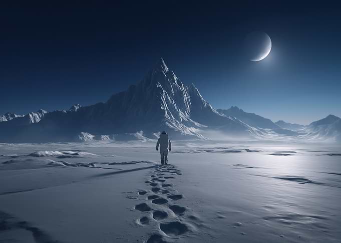 Astronaut on a Snowy Planet