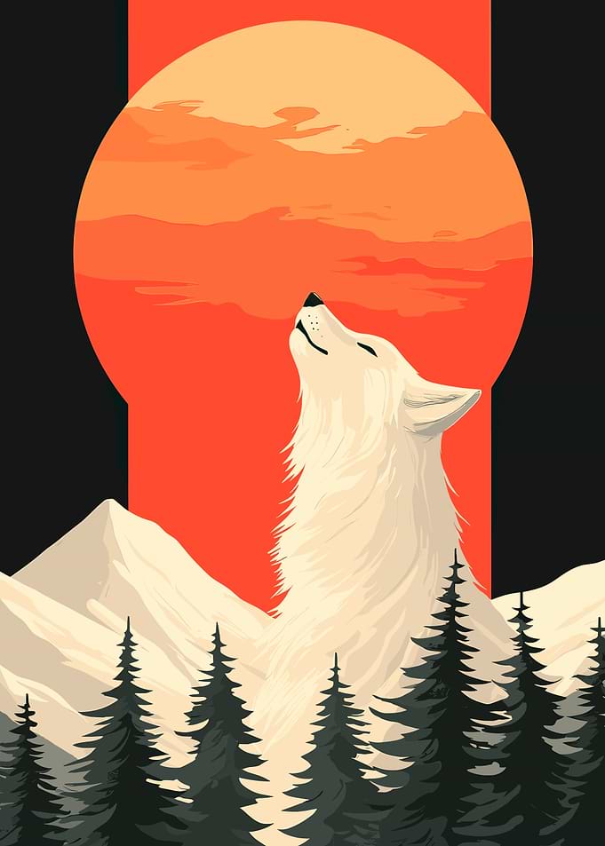 Pixel Art Wolf Howling at Moon