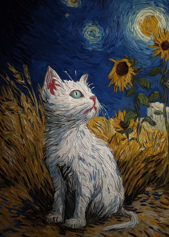 Cat in Van Gogh Style Painting