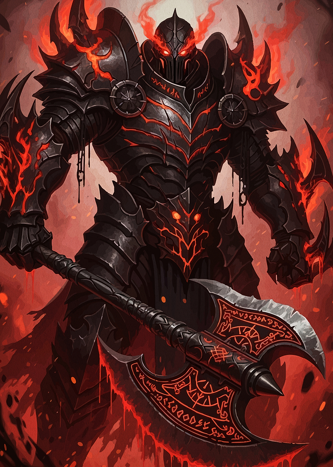 Fiery Dark Knight Axe
