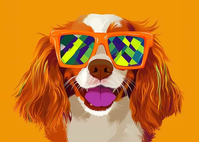 Cool cavalier king charles with Sunglasses Illustration