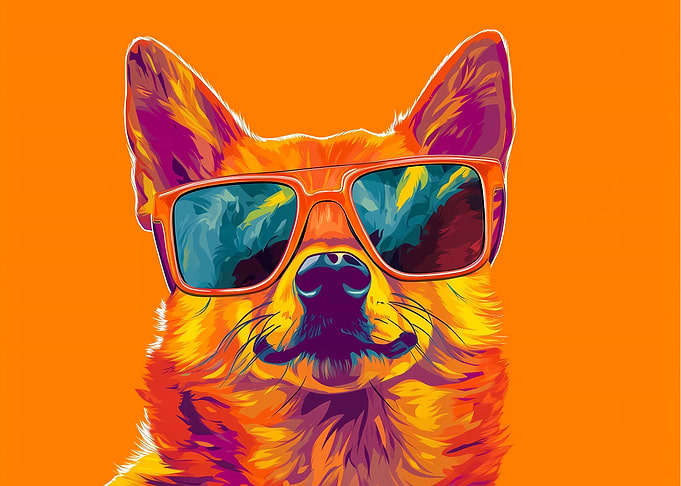 Cool Shiba inu with Sunglasses Pop Art