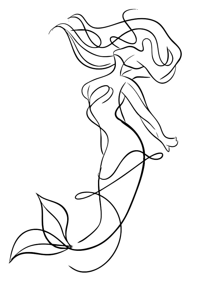 Minimalist Mermaid Line Art