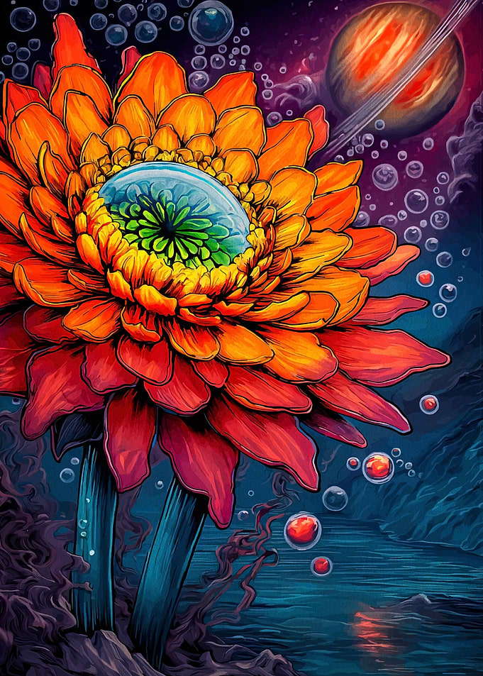 Surreal Flower Planet Landscape