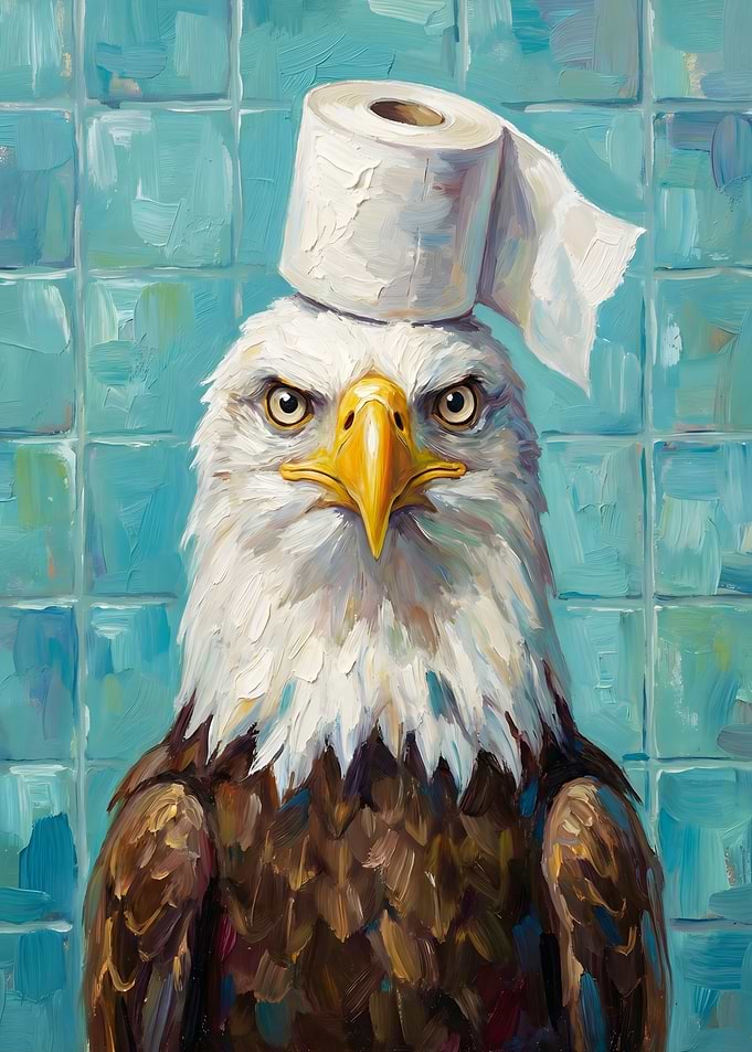 Eagle with Toilet Paper Hat Painting