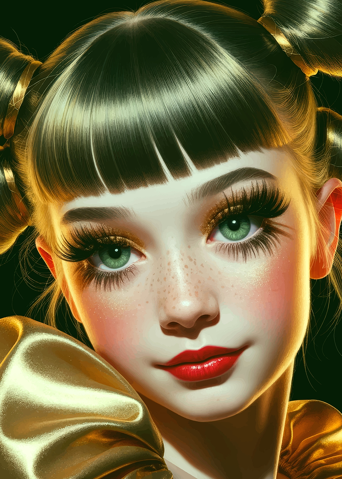 Glamorous Girl Portrait with Golden Accents