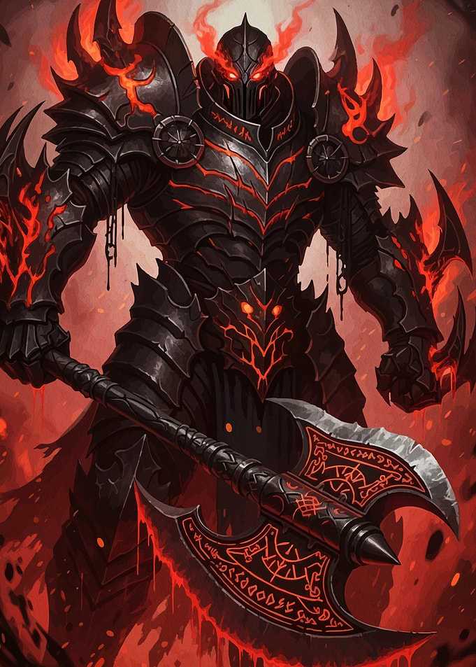 Fiery Dark Knight Axe