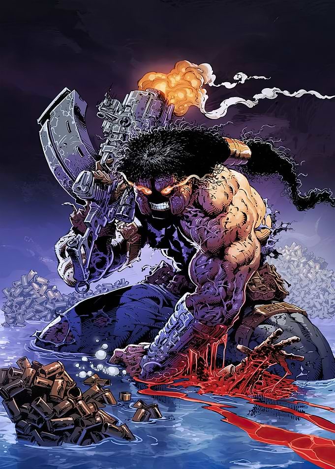 Comic Book Warrior with Large Gun