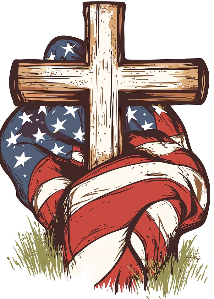 American flag Christian Cross