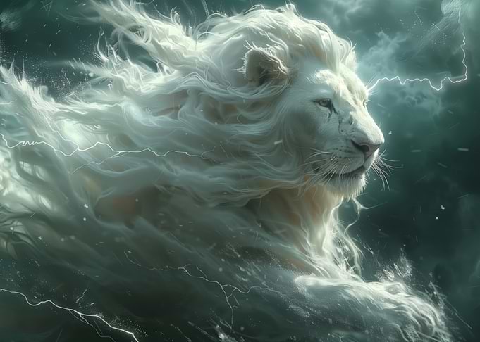 White Lion in Storm
