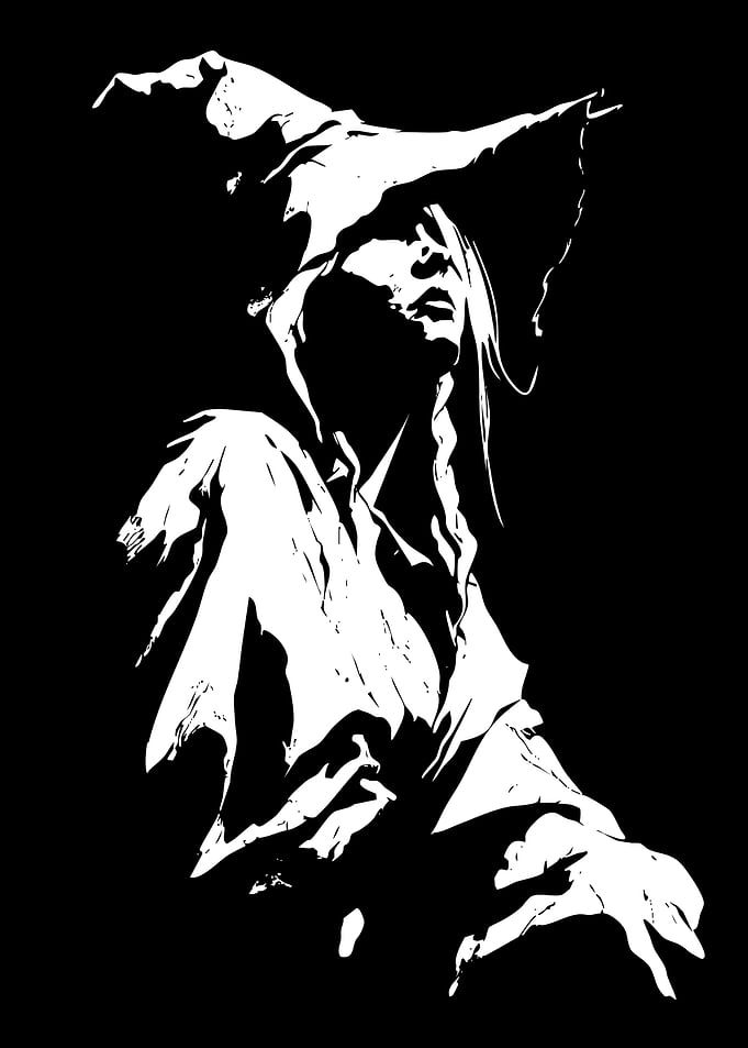 Monochrome Witch Illustration