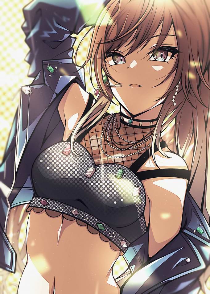 Anime Girl in Rock Style Outfit