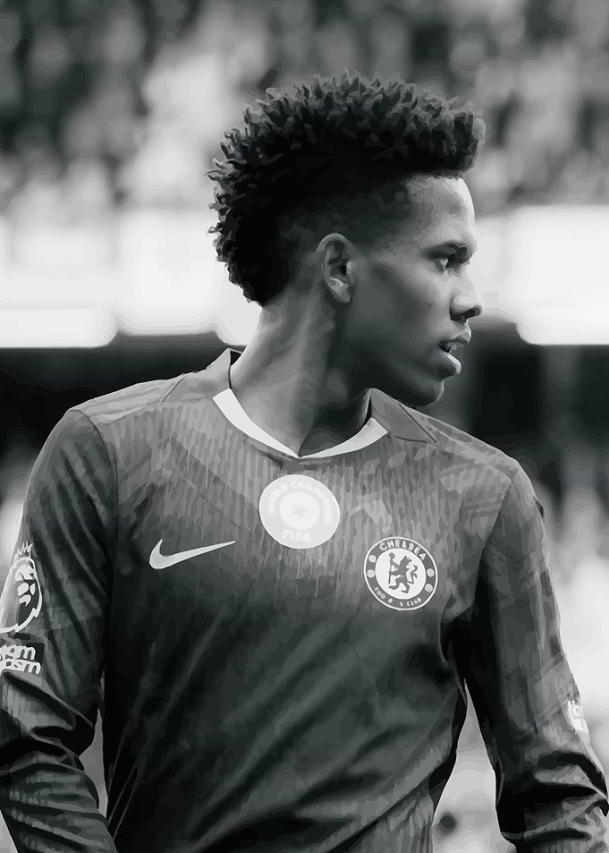 Chelsea Football Player in Black and White