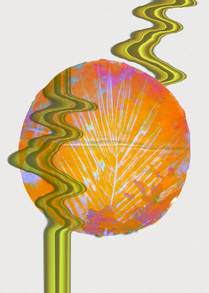 Abstract Orange Circle with Green Flow