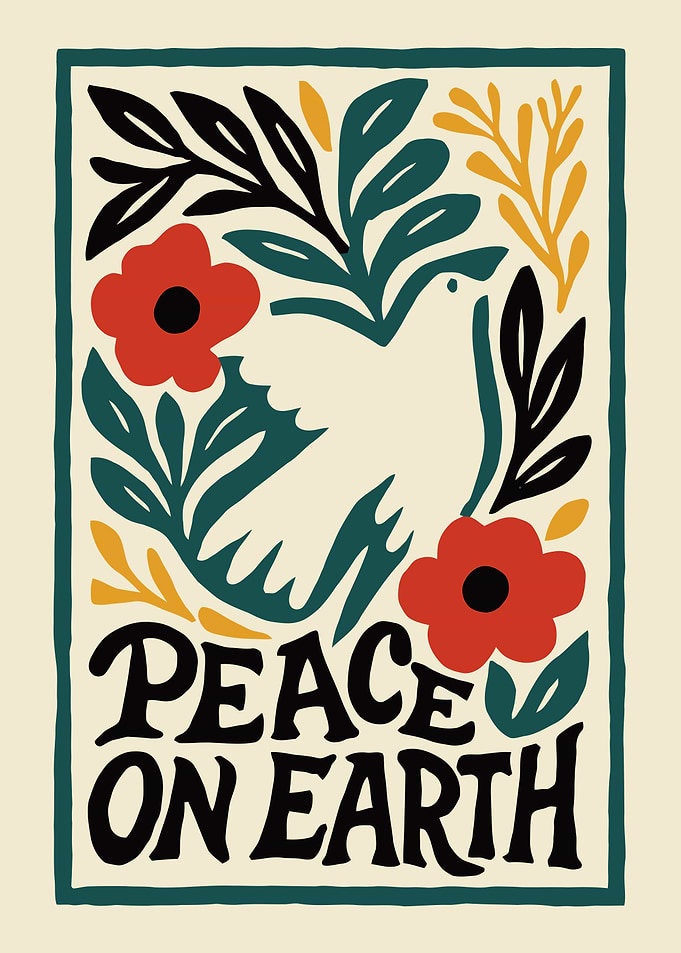 Peace on Earth Floral Dove Art