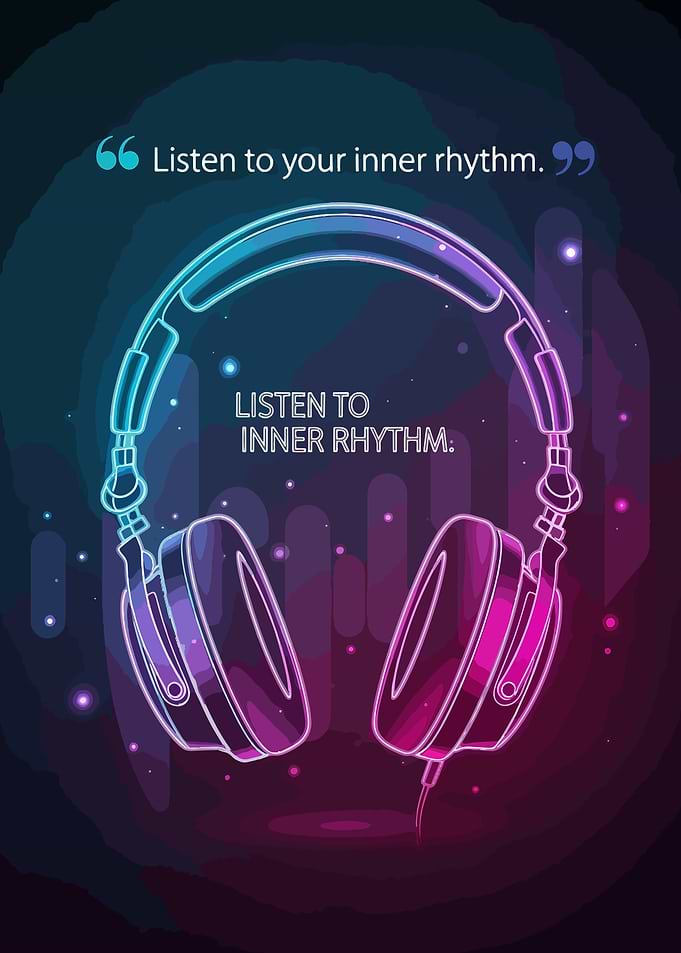 Neon Headphones with Inspirational Quote