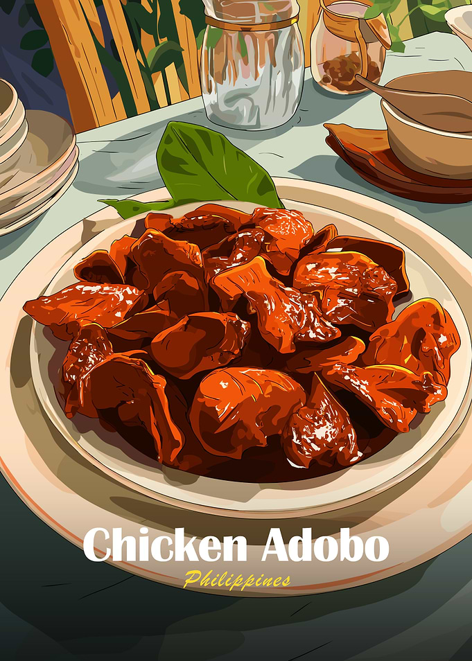Chicken Adobo Philippines Food Illustration
