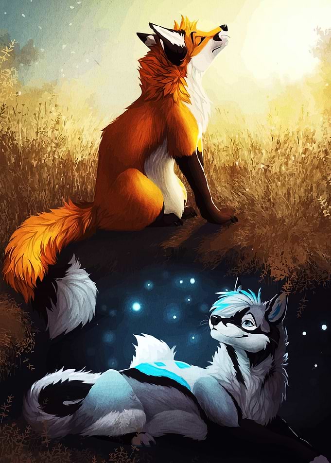 Two Foxes Digital Art