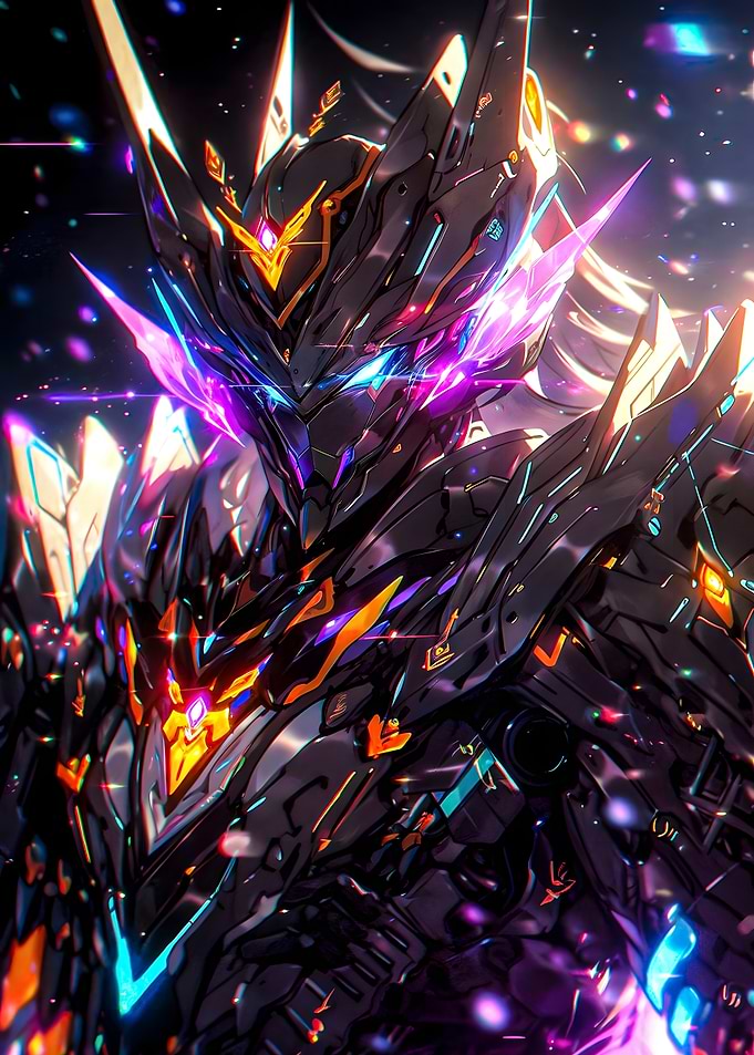 Futuristic Robotic Armor with Neon Lights