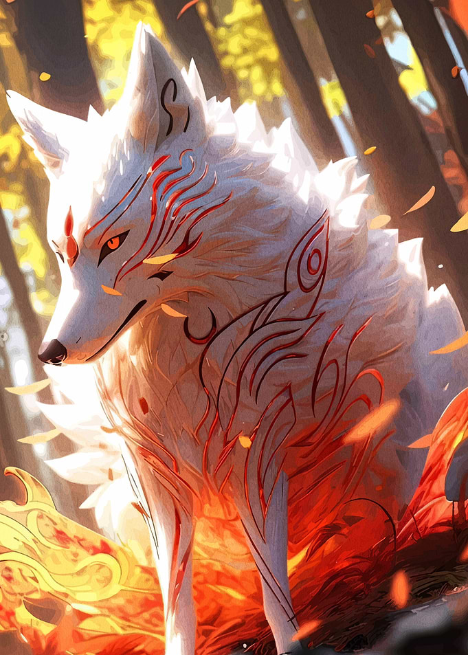Nine-tailed Fox in Autumn Forest