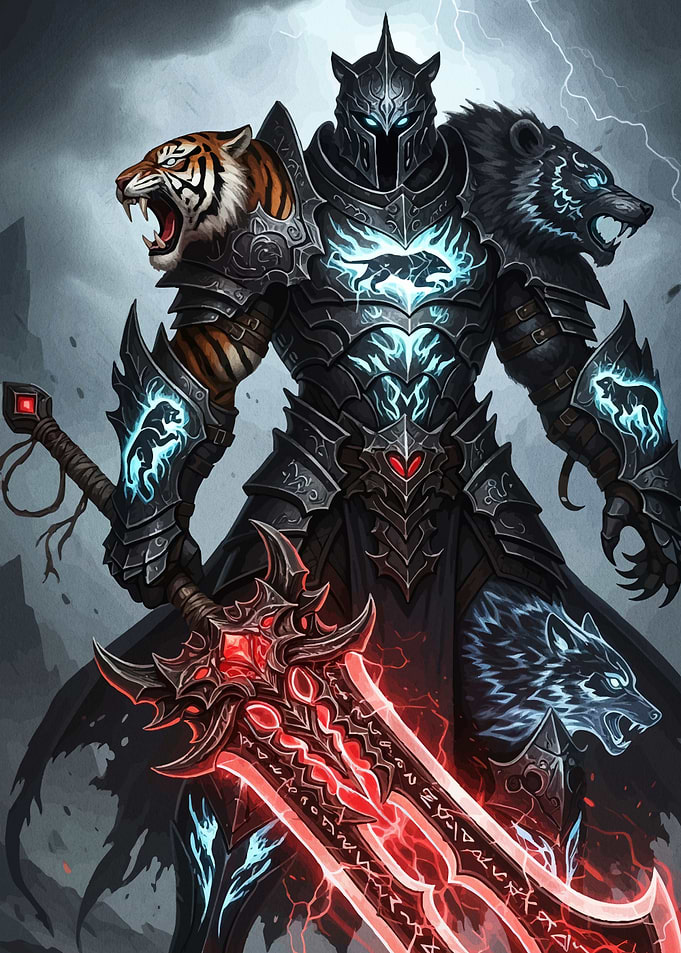 Animal-themed Knight Glowing Sword