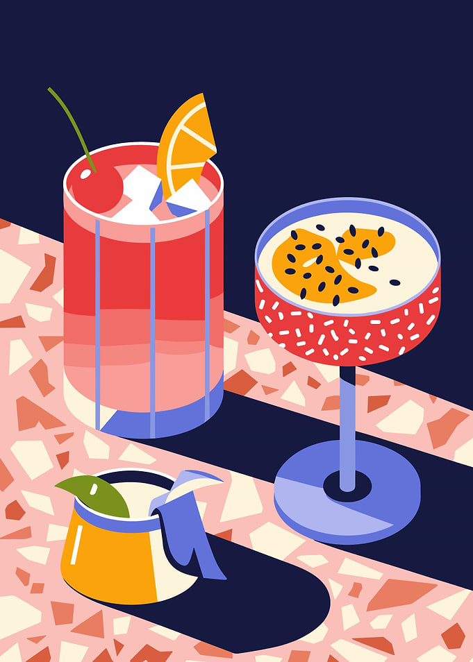 Tropical Cocktails on Terrazzo