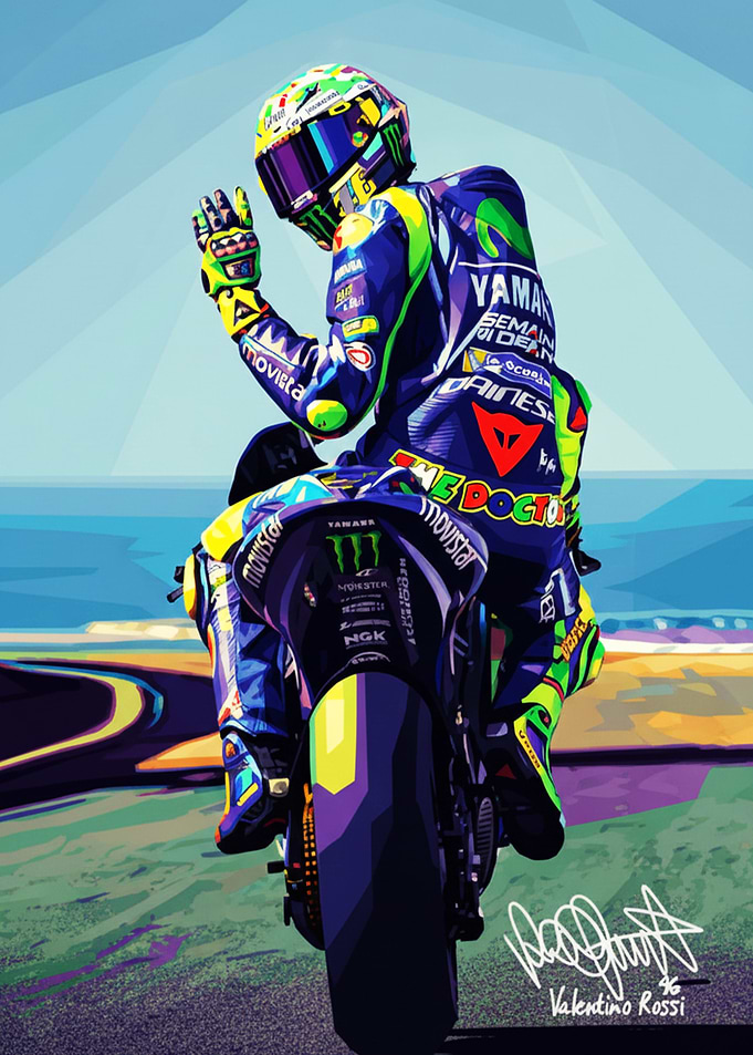 Valentino Rossi Motorcycle Racing Art