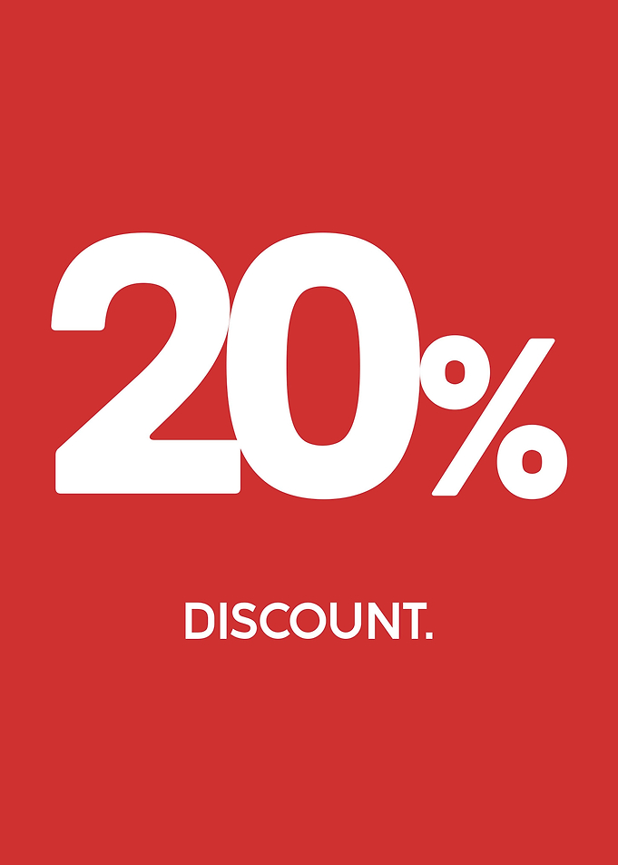 20 Percent Discount on Red Background