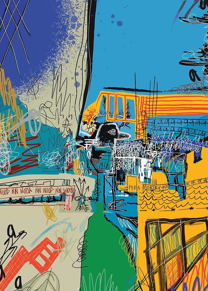Abstract Urban Landscape with Bird The Strokes Music