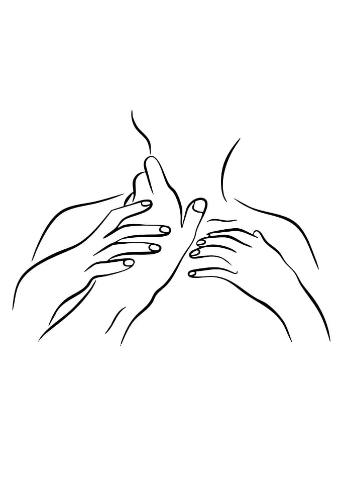 Minimalist Line Art: Hands and Neck