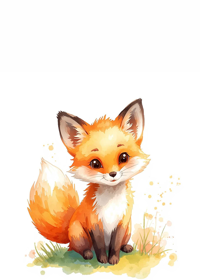 Cute Watercolor Fox Illustration