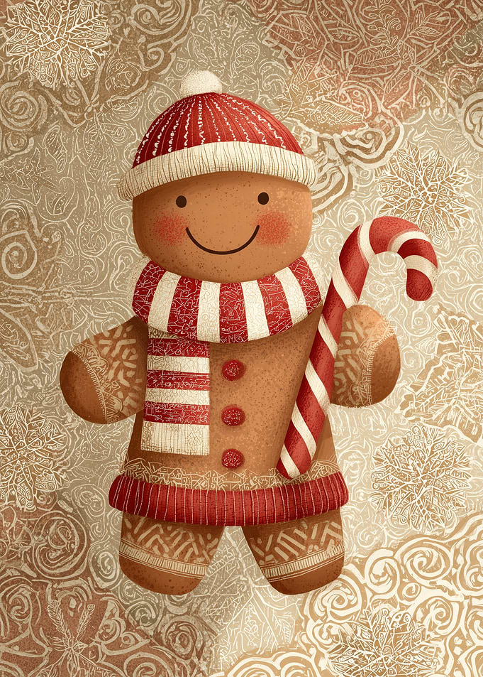 Gingerbread Man with Candy Cane